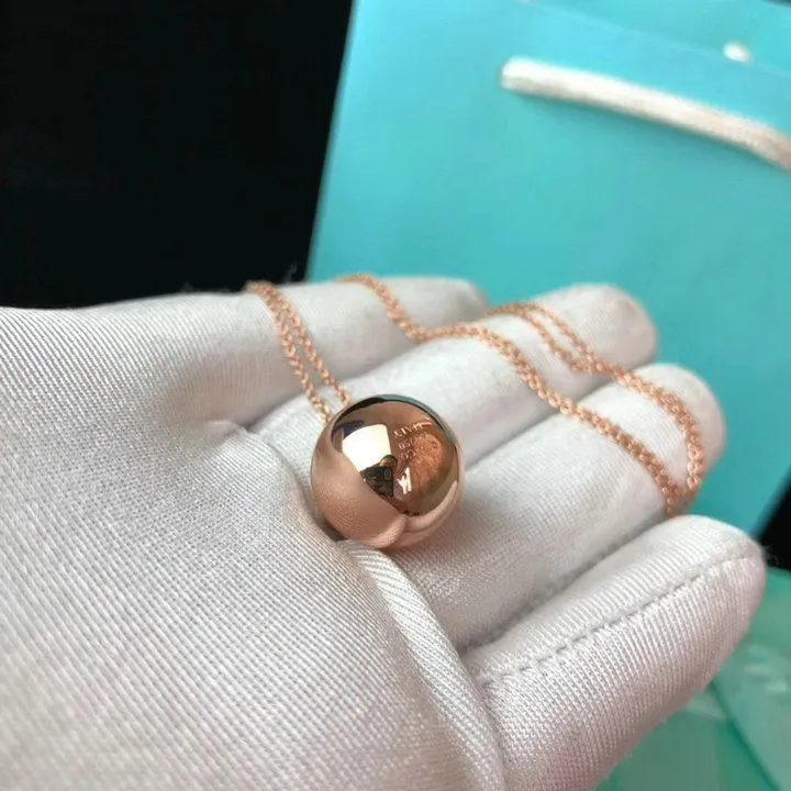 Tiffany Hardwear Ball Pendant Chain Necklace Pink/Yellow Gold Fashion Women Jewelry GRP09557/GRP09558