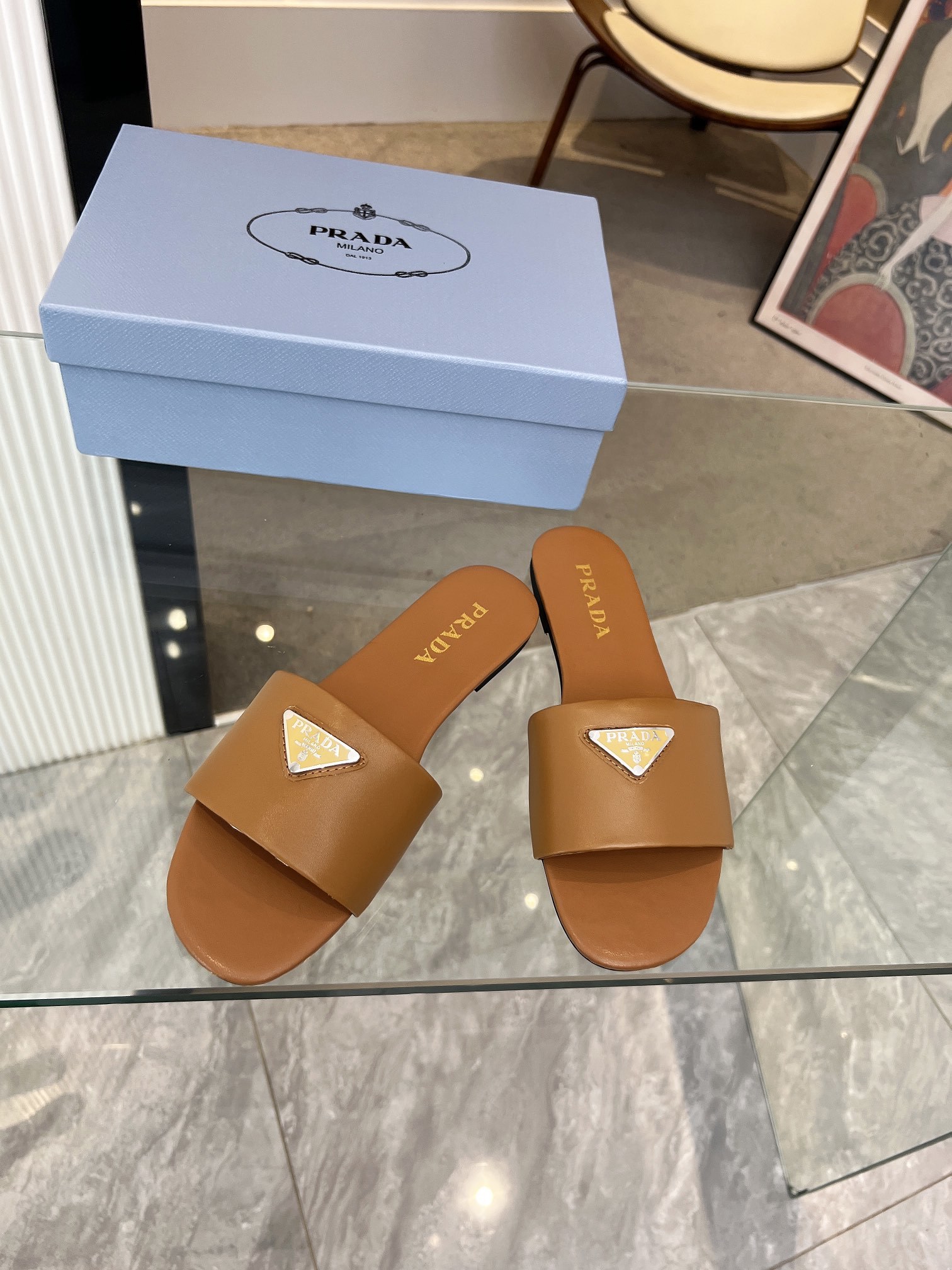 Prada Shoes Triangle logo women's slippers