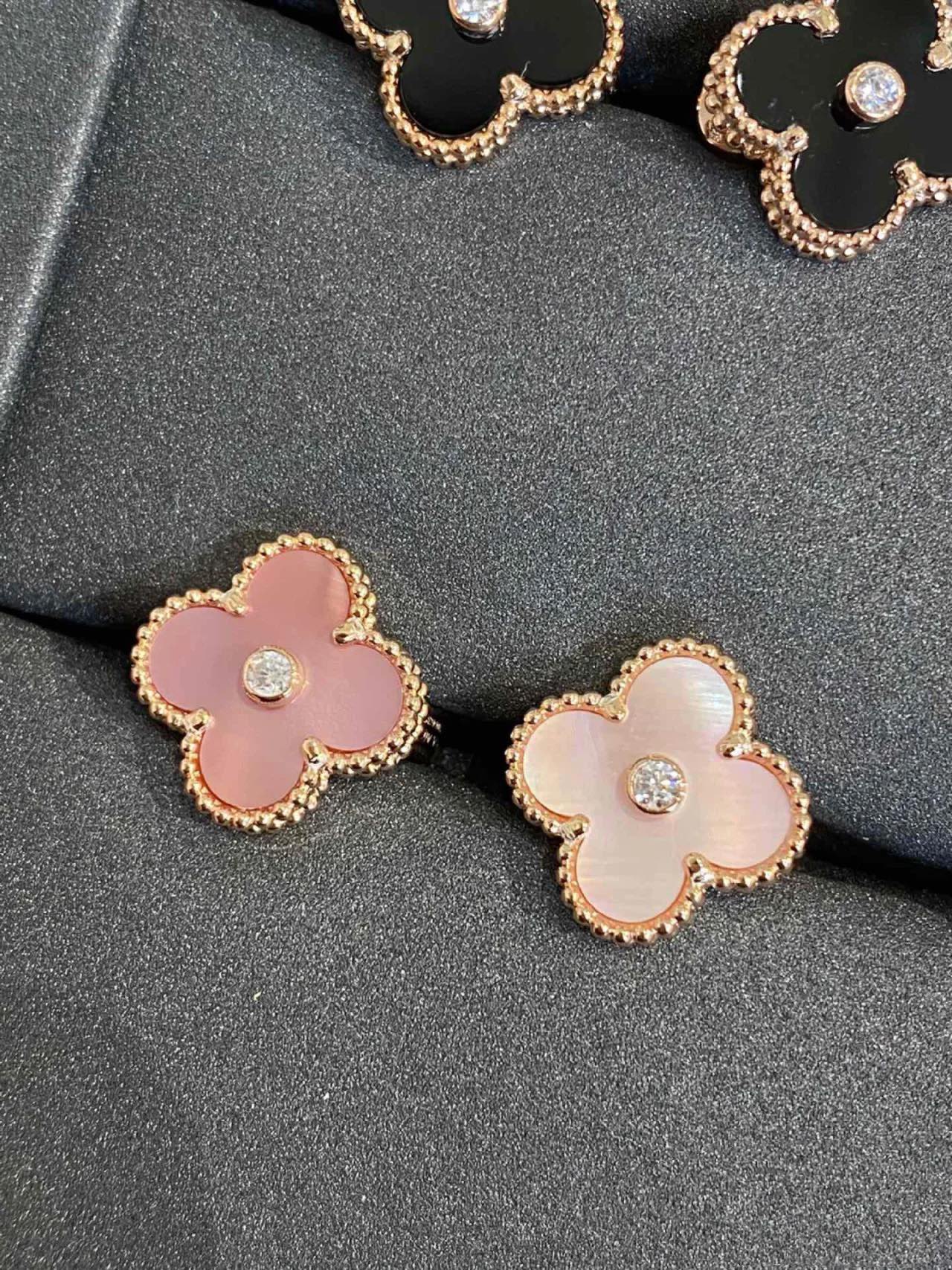 Van Cleef & Arpels Clover Earrings with Diamonds, Vintage Alhambra earrings