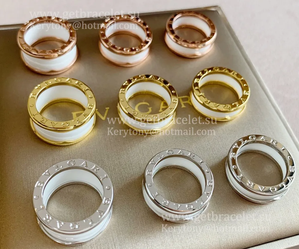 B.zero1 White Ceramic and Rose Gold Ring
