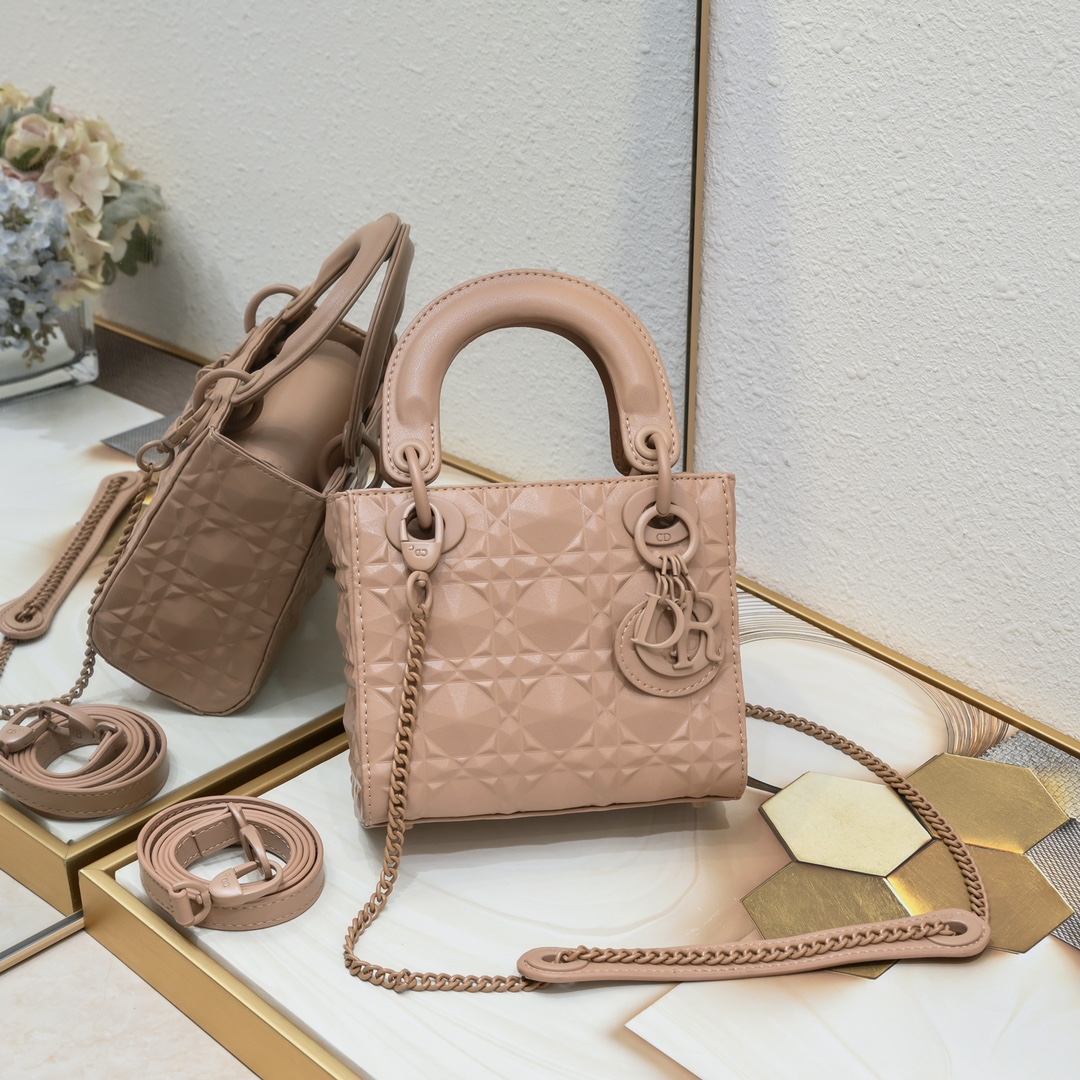Mini Lady Dior Bag Pink Diamond Motif 3002 XB081 17cm