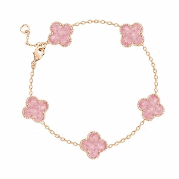 Van Cleef Bracelet Dupe, Pink Clover Bracelet, Rose Gold