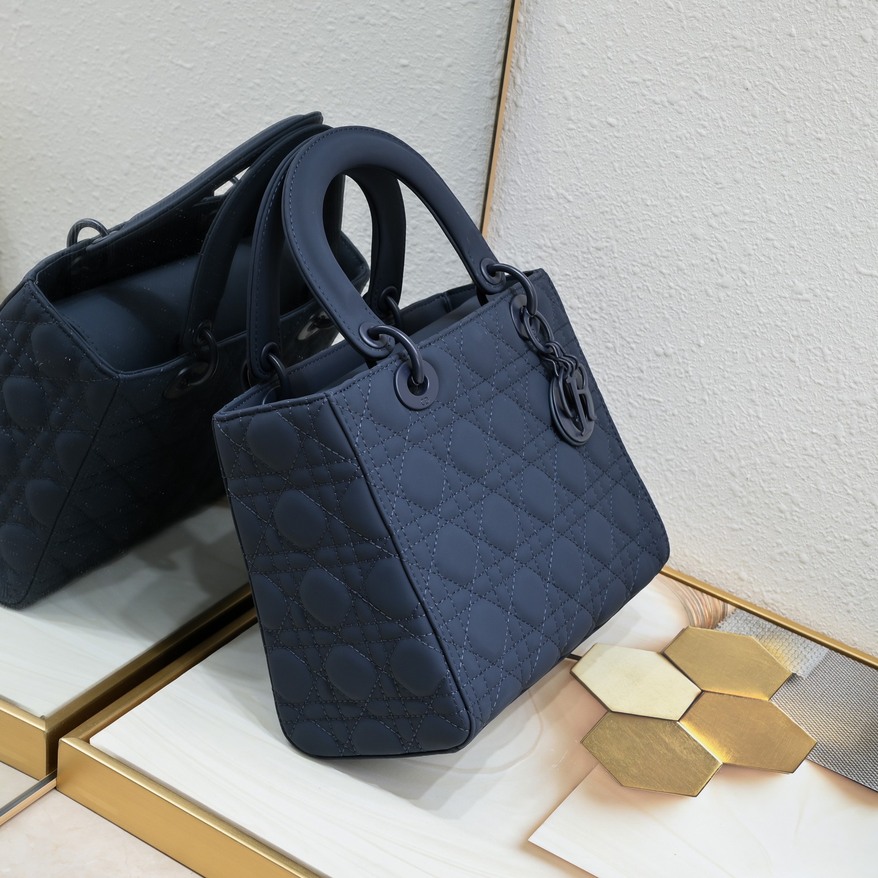 Medium Lady Dior Bag Blue Matte 2022 LM071 24cm