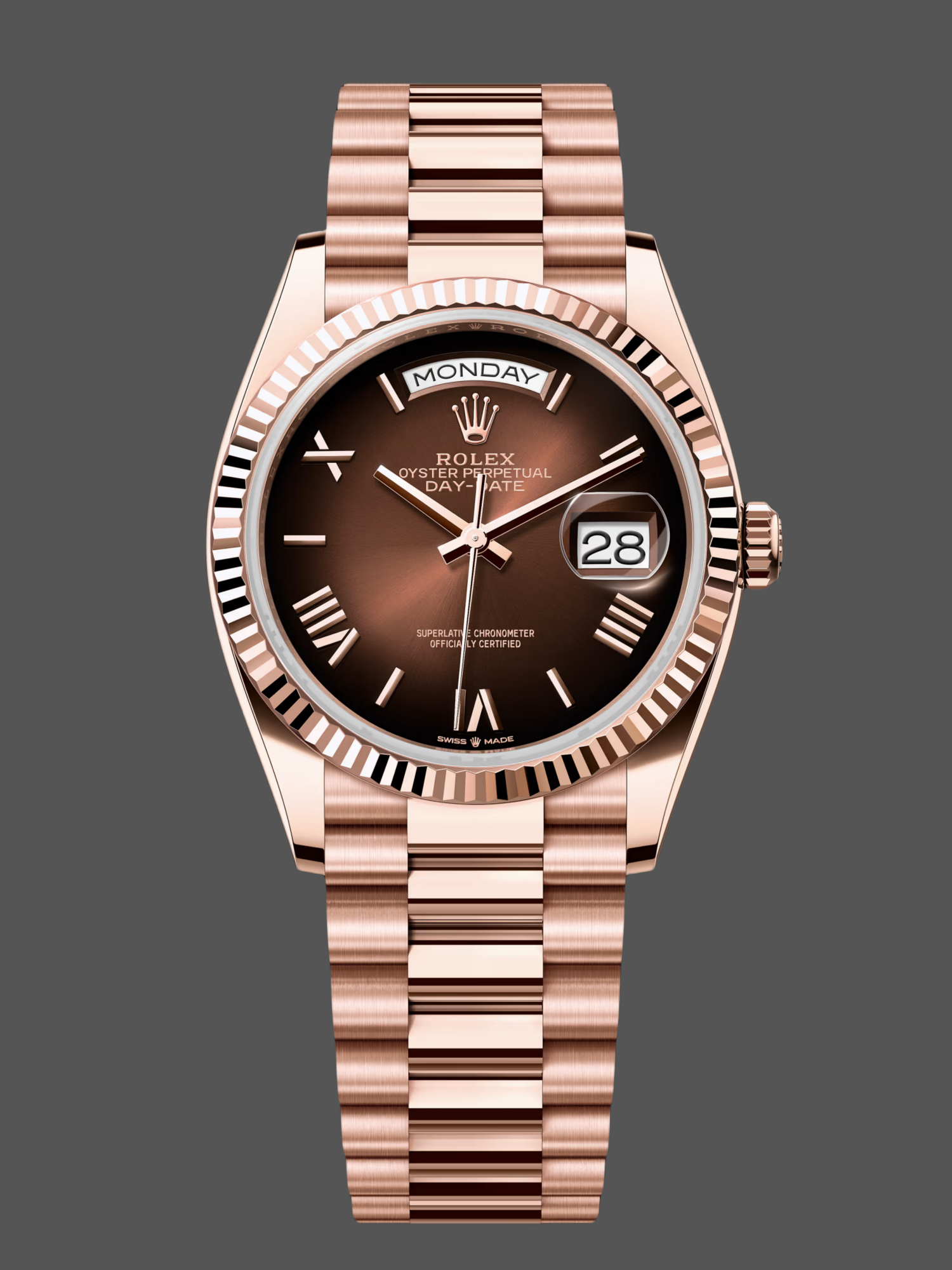 Rolex Day Date 128235 0075 Brown Ombré Roman Dial 36mm