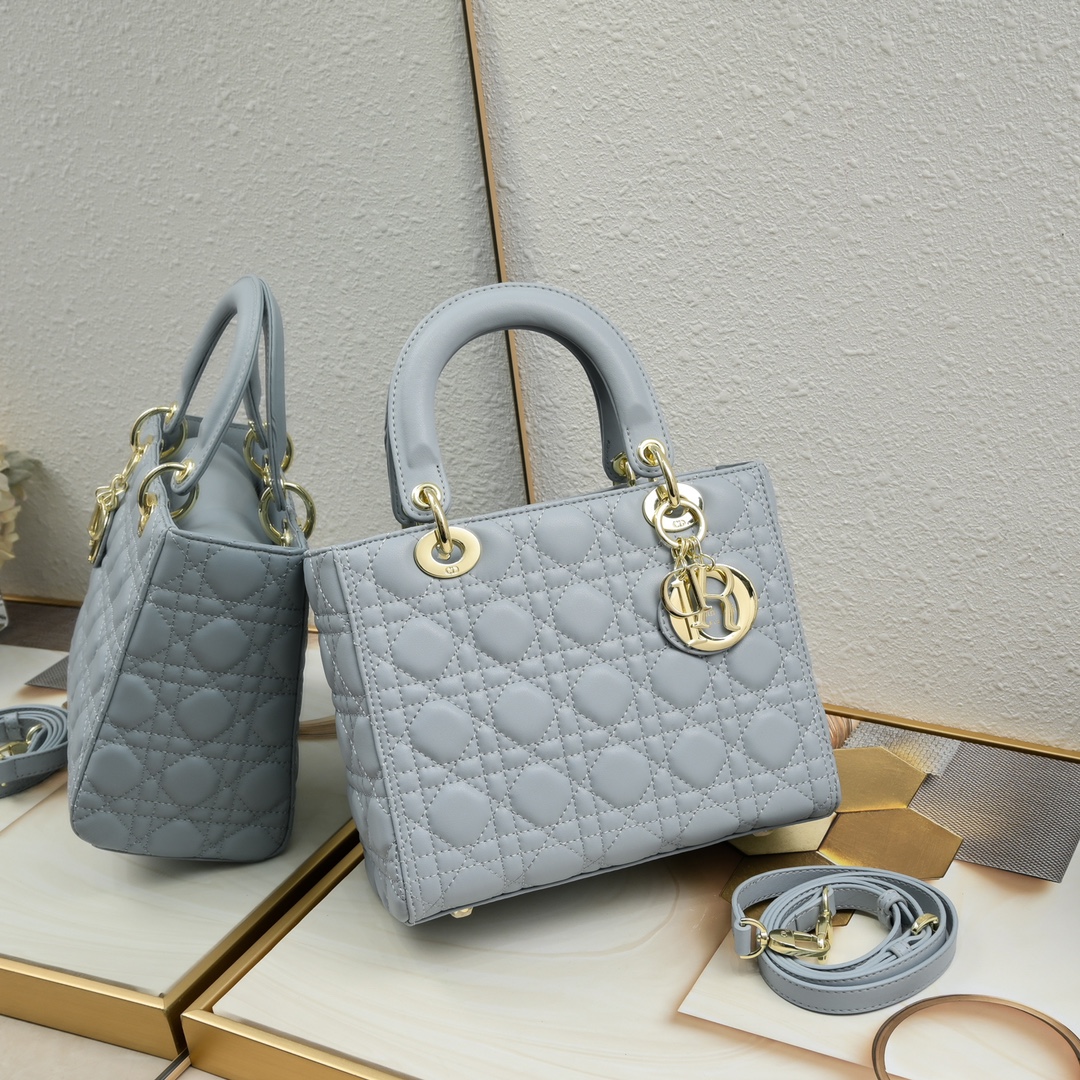 Medium Lady Dior Bag Blue Sheepskin LM071 24cm