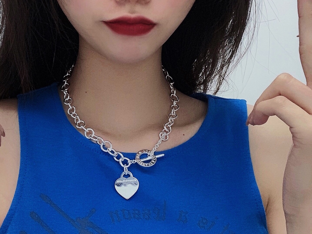 Fake Return to Tiffany Necklace, Heart Tag Toggle Necklace